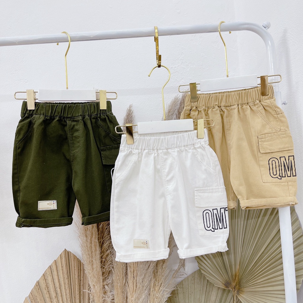 QT01 - Quần bé trai, Quần đùi bé trai, chất kaki mềm, co giãn  từ 8-20kg