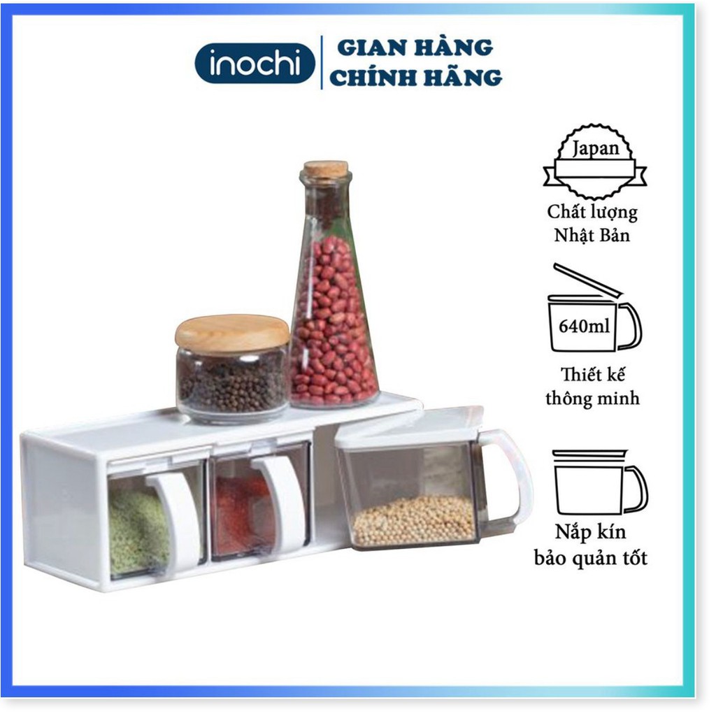 Bộ gia vị nhà bếp, Cao Cấp Yoko Nhật Bản thông minh Kháng Khuẩn Nắp Kín Sắp Xếp Linh Hoạt BGVIN