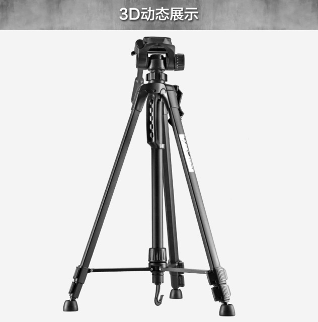 Chân máy ảnh, tripod Weifeng T-3520, khung nhôm cao cấp, tặng kèm kẹp điện thoại