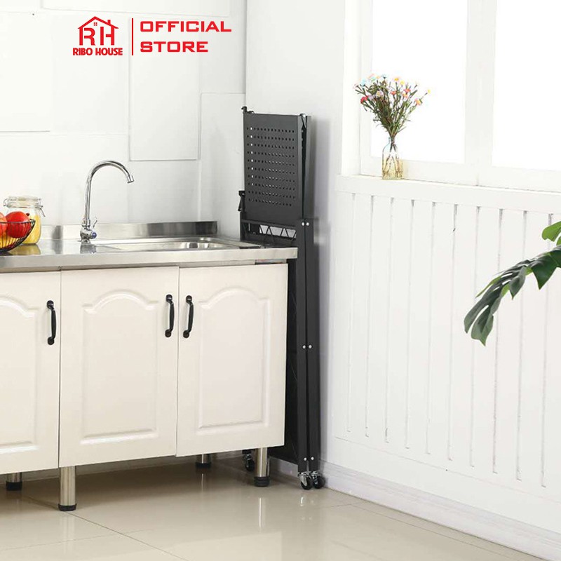 Kệ sắt đa năng gấp gọn 3 tầng RIBO HOUSE kệ sắt lưới thép đựng đồ tải trọng 200kg RIBO63