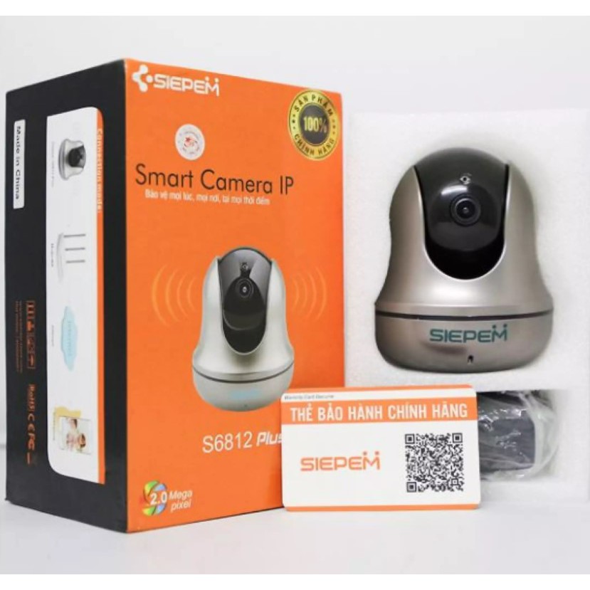 Camera wifi Camera Ip Wifi Trong Nhà Siepem S6812 Plus Xoay 360 Độ Siêu Nét Full HD 1080p Đàm Thoại 2 Chiều Bảo Hành 12