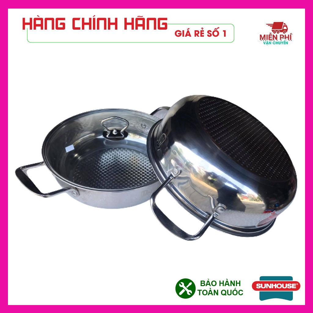 Nồi lẩu inox 304 đáy từ, dùng trên mọi loại bếp, phù hợp ăn lẩu, nấu canh, xào thực phẩm, bảo hành bởi Trùm Gia Dụng