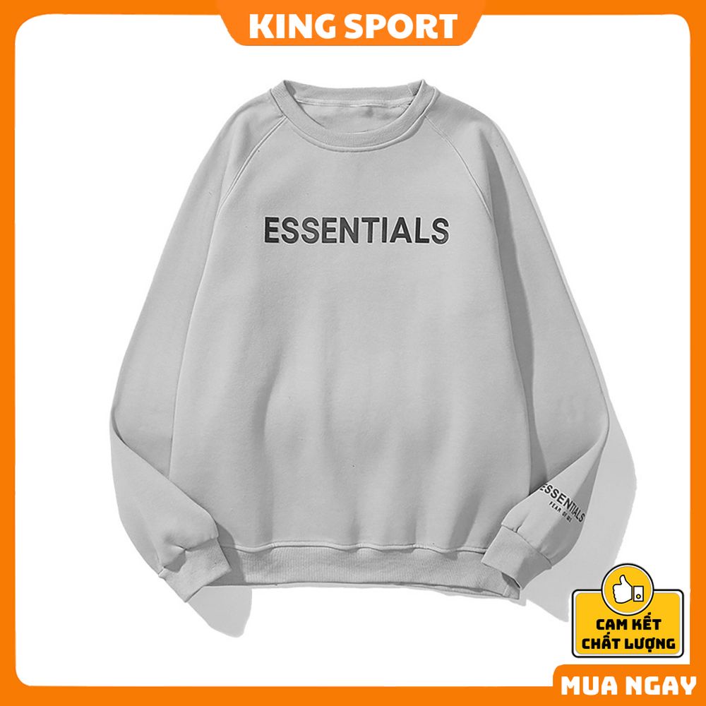 Áo nỉ essentials sweater form rộng dày dặn cao cấp tay dài KING SPORT Áo sweater trơn cổ tròn unisex dáng rộng | BigBuy360 - bigbuy360.vn