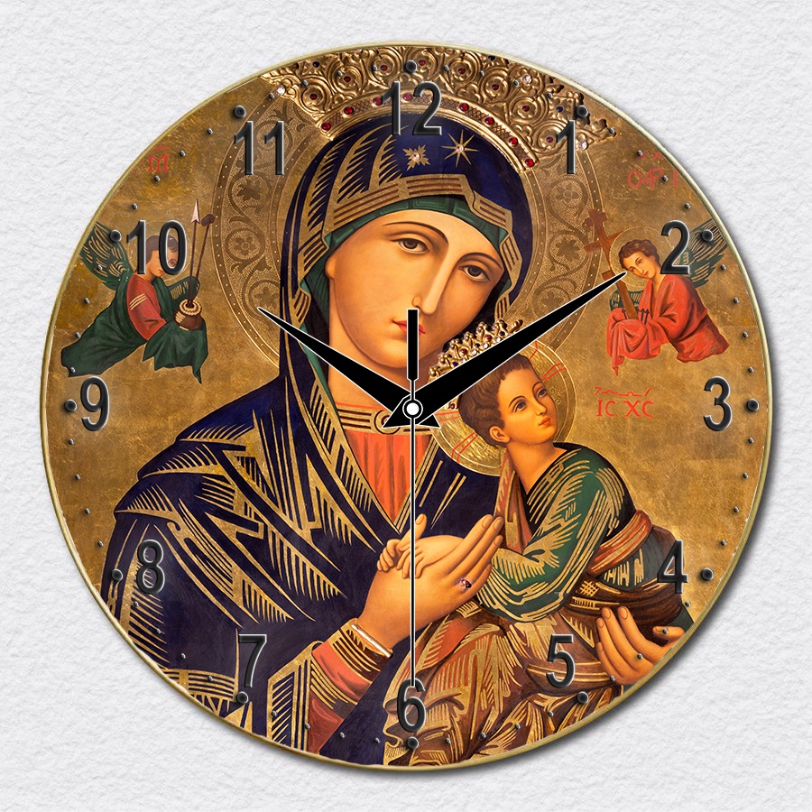 Đồng Hồ Treo Tường in hình 3D Tráng Gương, Đòng Hồ Công Giáo Trang Trí Decor Nhà Cửa Phòng Khách kim trôi size 35cm