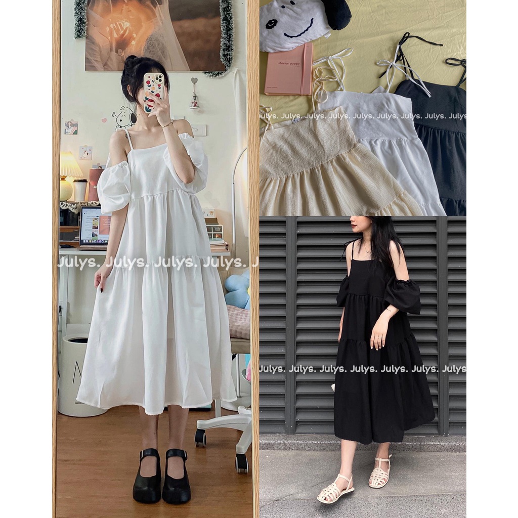 Đầm xốp 2 dây tay rời Julys (ảnh THẬT kèm video)