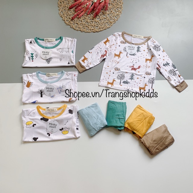 BỘ DÀI TAY MINKYMOM HOẠ TIẾT DỄ THƯƠNG CHO BÉ 6-18kg