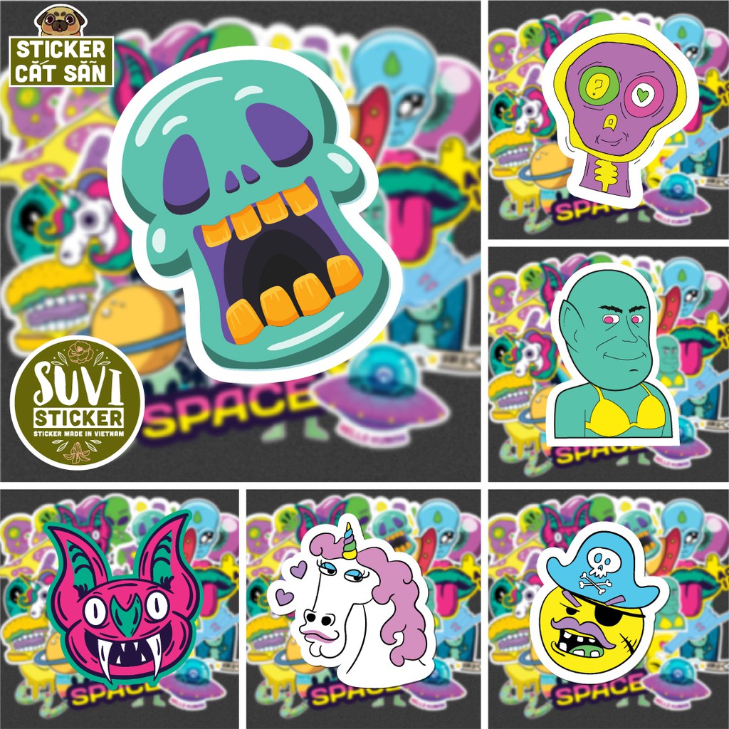 50 Sticker Galaxy Alien 1 chống nước sticker dán laptop, điện thoại, đàn guitar, mũ bảo hiểm, vali. MSP: G06