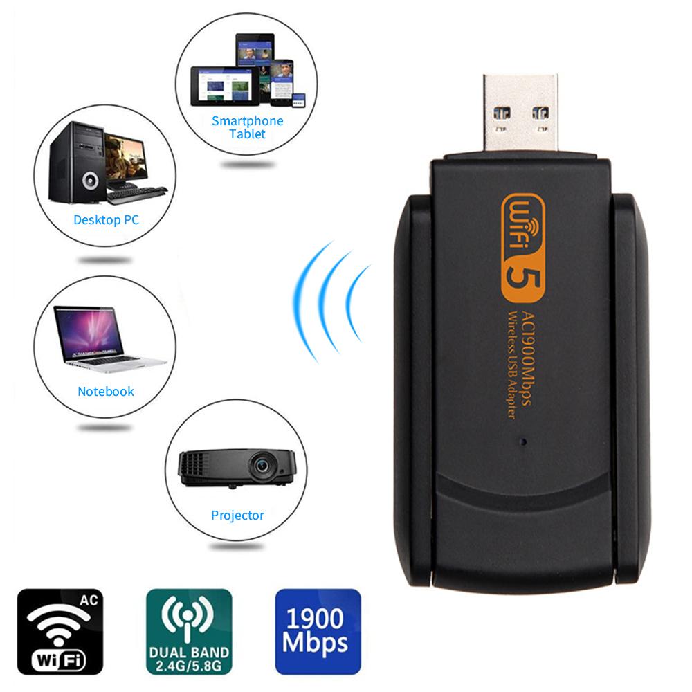 Bộ chuyển đổi Wifi 1900M 2.4G 5G Băng tần kép Wifi USB 3.0 Phí Driver Card mạng LAN Ethernet 1200M