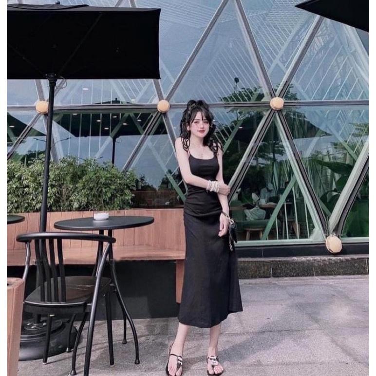 Đầm body nhún vặn lưng cột dây nơ