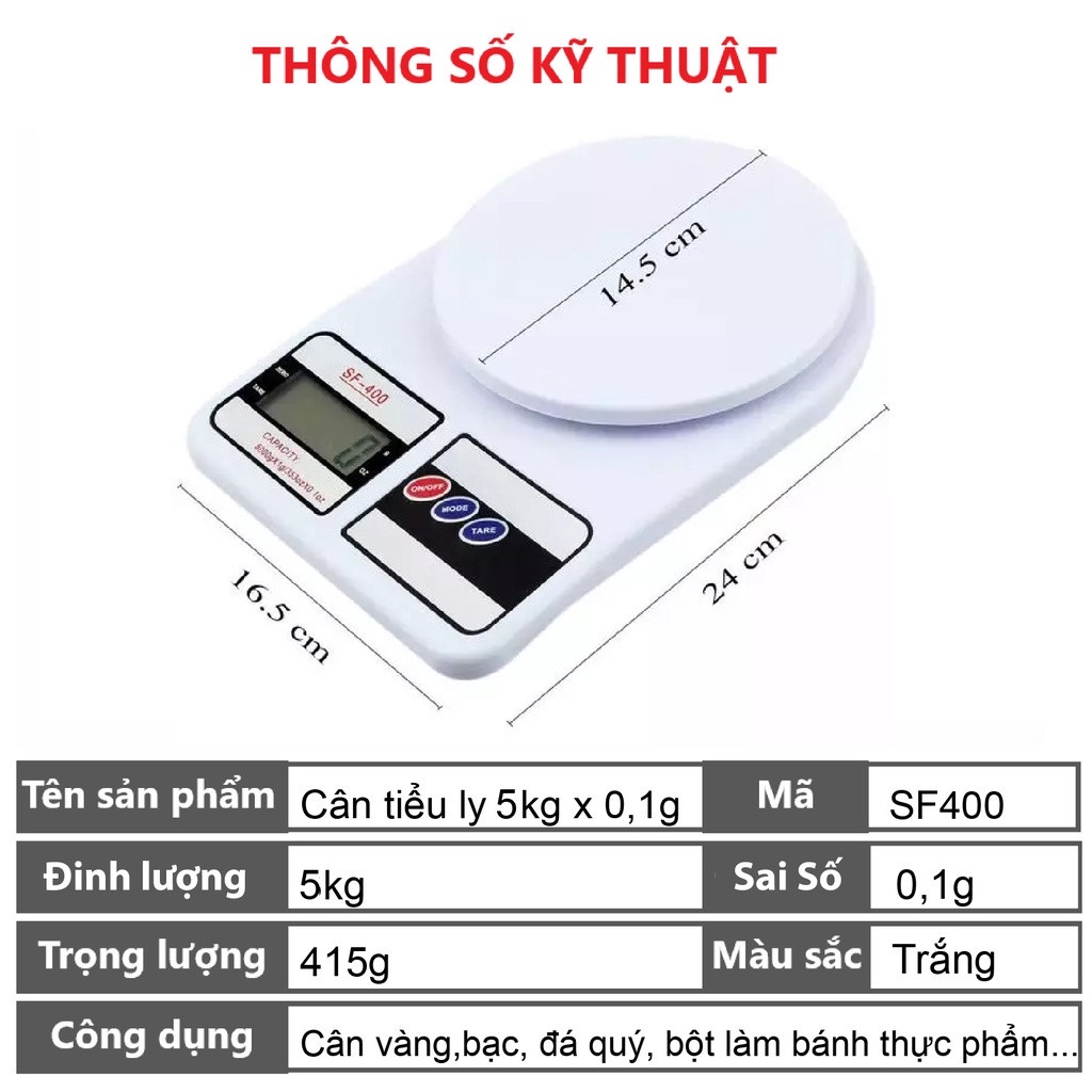 Cân tiểu ly điện tử nhà bếp mini làm bánh 5kg, Cân tiểu li cao cấp độ chính xác cao tặng kèm pin