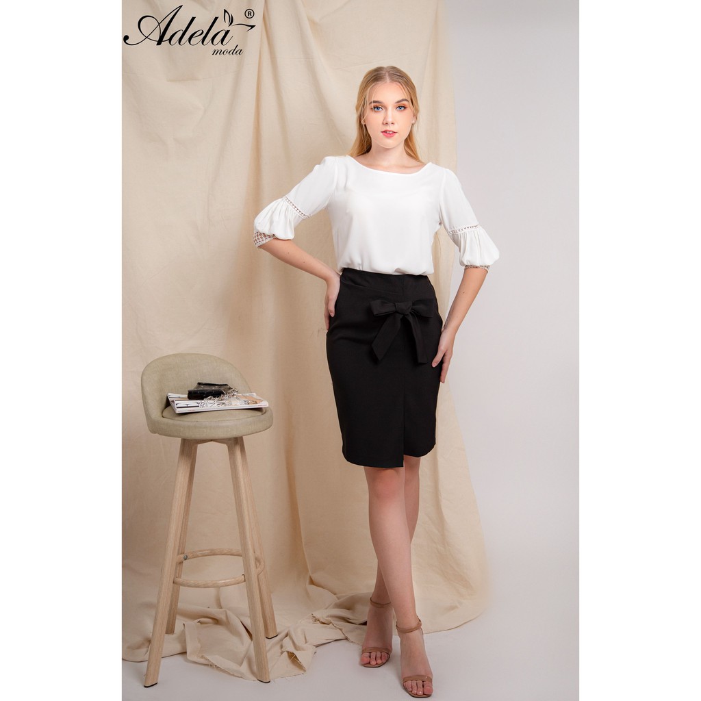 Chân váy ADELA MODA dáng ôm phối nơ xẻ tà A00658 | BigBuy360 - bigbuy360.vn