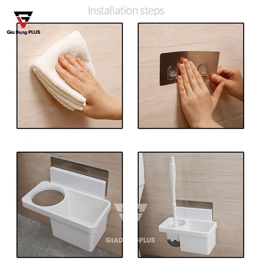 Bộ Chổi Bồn Cầu & Kệ Đựng Dán Tường Đa Năng Cho Toilet Tiện Ích