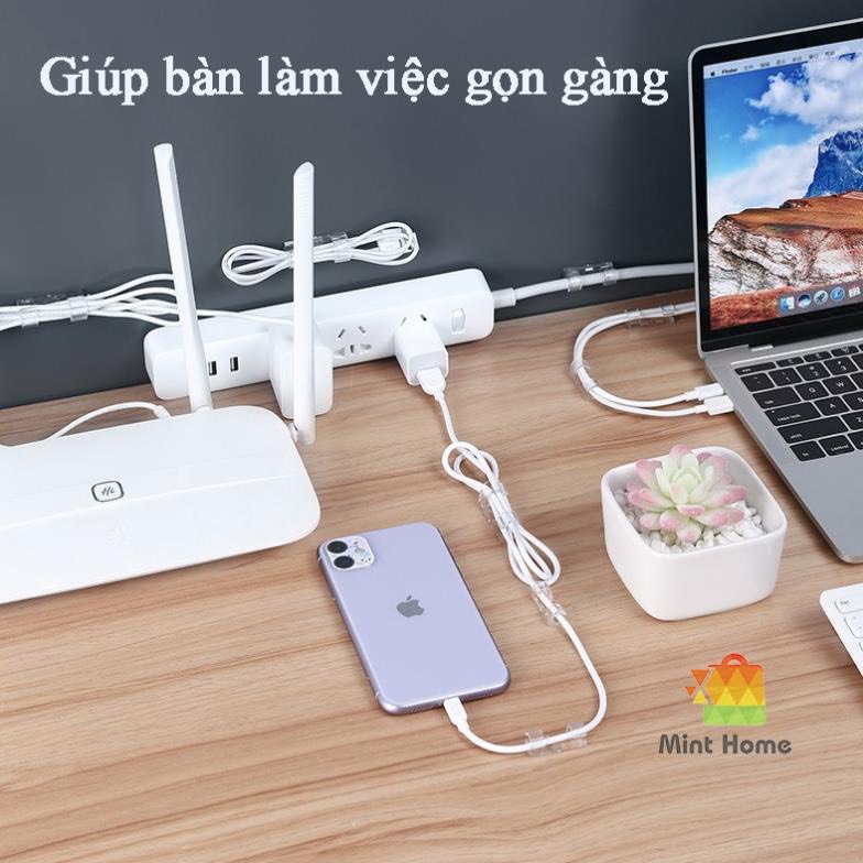 Nẹp dây điện dán tường treo giữ cố định cáp sạc thông minh, bộ kẹp đi dây điện 20 cái có keo 3M𝐅𝐑𝐄𝐄 𝐒𝐇𝐈𝐏