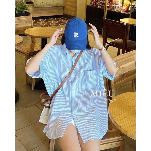 ÁO SƠ MI KẺ SỌC TAY LỠ FORM RỘNG