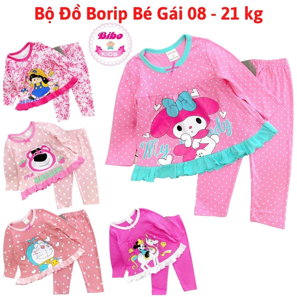 Bộ Đồ Bé Gái 8-21 Kg Quần Áo Dài Trẻ Em Cho Bé 1-5 Tuổi Kiểu Dáng Baby Doll Vải Cotton Borip In Hình Hot Trend