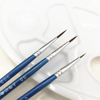 et 3 cọ vẽ nét mảnh số 0 – 00 – 000, đầu nhọn siêu chi tiết, cán gỗ xanh đẹp – phù hợp vẽ mô hình, vẽ nail, minh hoạ, ký