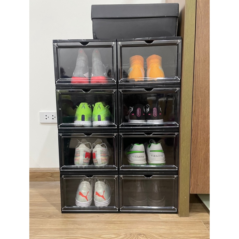 Combo 10 hộp đựng giày Sneaker full Nhựa Cứng Nắp Mở Nam Châm Tiện Lợi