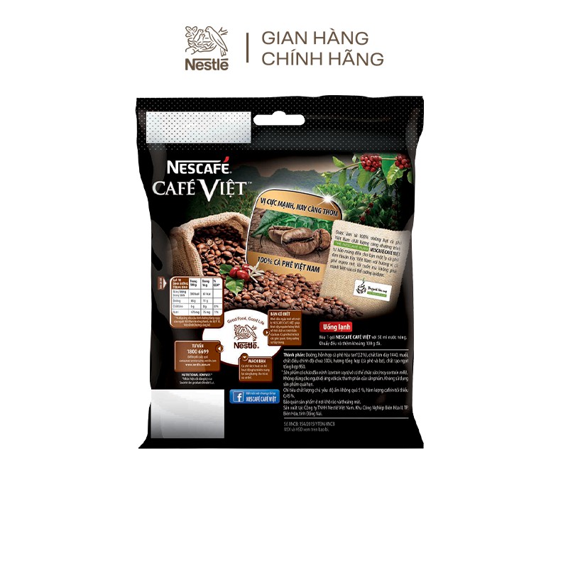 Combo 3 bịch cà phê hòa tan Nescafé café Việt cà phê đen đá (Bịch 35 gói x 16g)