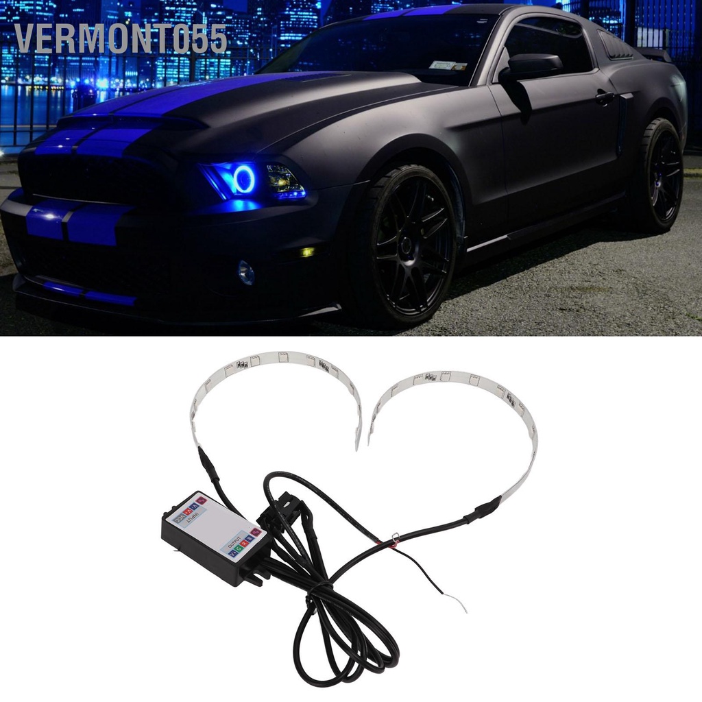Vermont055 2 cái nhiều màu RGB LED mắt quỷ Bluetooth APP Điều khiển đèn pha vòng vầng hào quang cho xe hơi