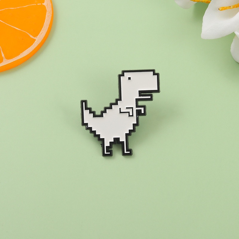 Huy Hiệu Cài Áo Hình Khủng Long Pixel / Tyrannosaurus Rex Bằng Hợp Kim Tráng Men Thời Trang Cho Nữ