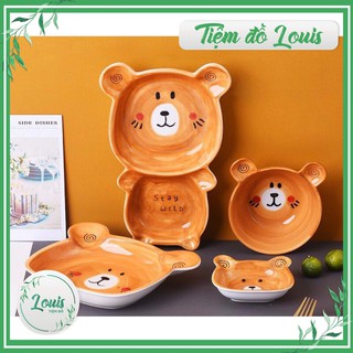 Bộ bát đĩa hình gấu nâu decor món ăn