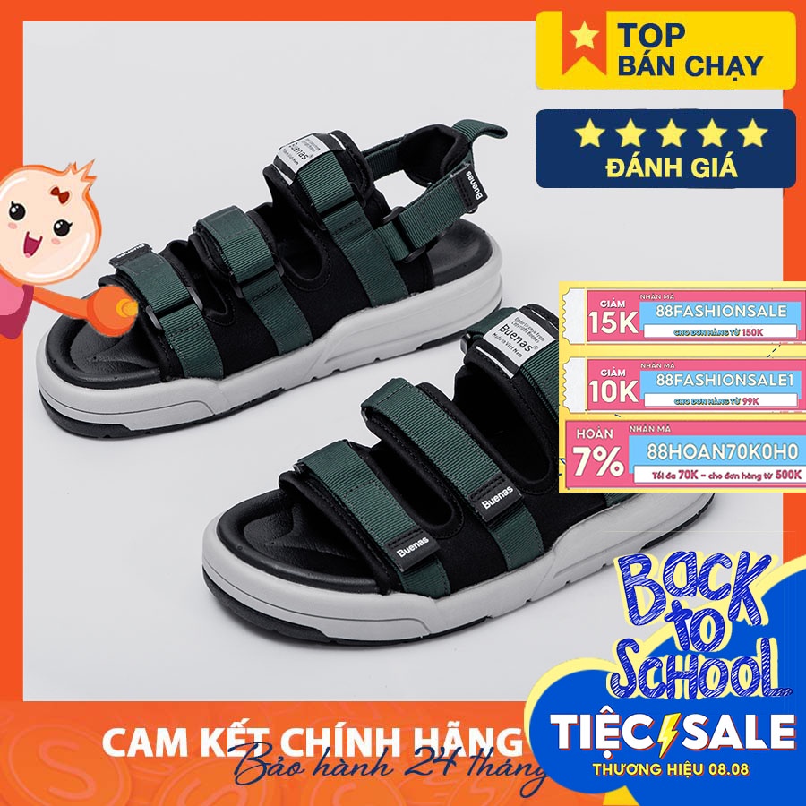 Sandal nam nữ unisex Buenas Sport SD-6879 - xanh lá cây - giày dép quai hậu học sinh đế cao 3 phân