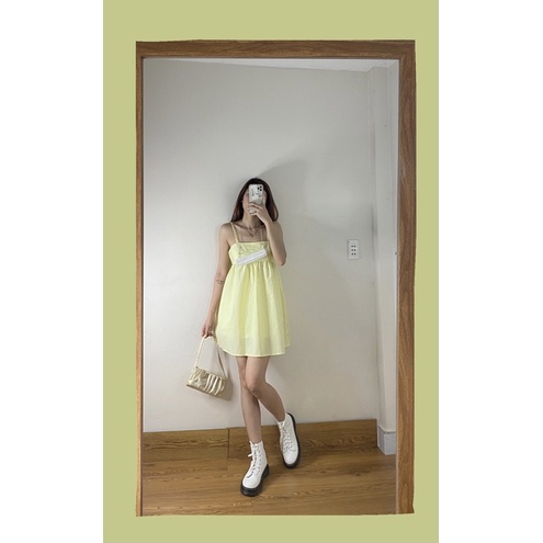 Đầm 2 dây nữ phồng Hàn Quốc năng động xinh đẹp dáng ngắn (Ảnh tự chụp) | BigBuy360 - bigbuy360.vn