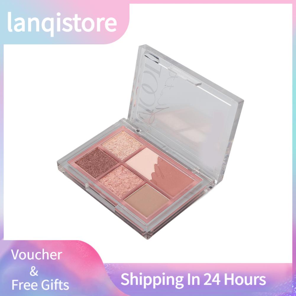 Bảng phấn mắt 6 màu sắc tông lì/lấp lánh trang điểm nền