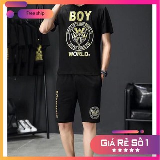 [FREESHIP EXTRA] Bộ Quần Áo Thể Thao Nam Cộc Tay Boy World Mùa Hè