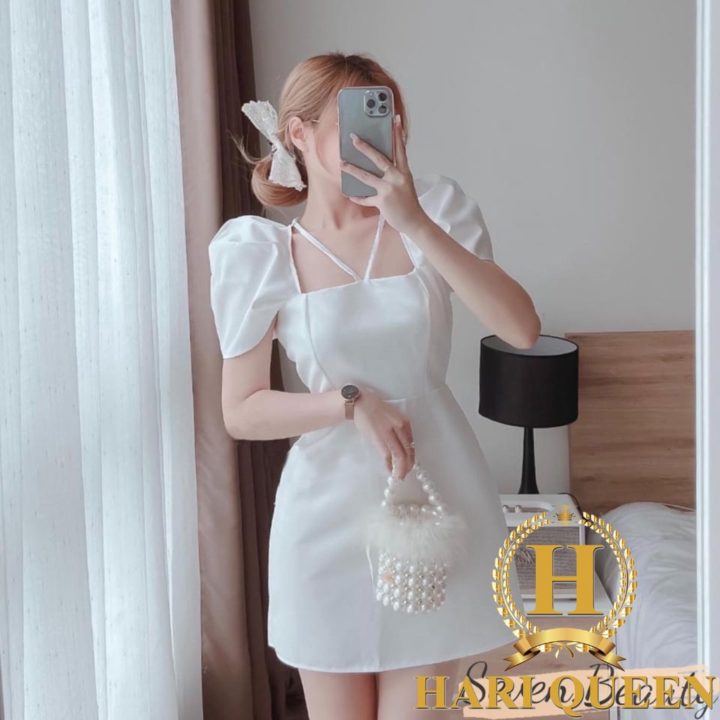 [FREESHIP ĐƠN TỪ 50K] Váy tay bồng cổ vuông thắt dây cổ