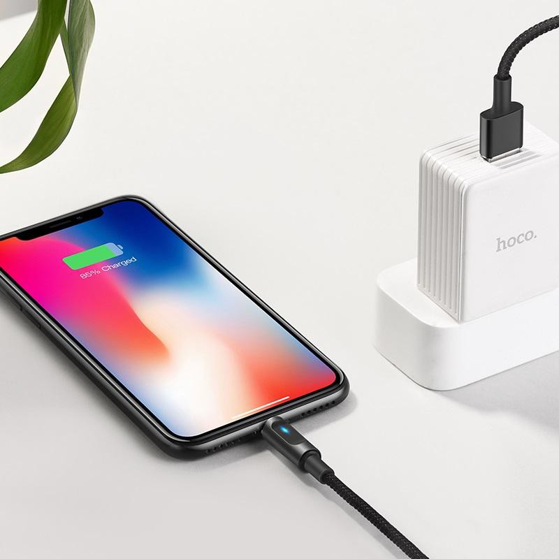 Cáp sạc Lightning Hoco U47 cho iPhone XS max, iPhone 11, iPhone 11 Pro Max (Hỗ trợ sạc nhanh 2.4A Max tự ngắt )