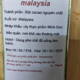 Bột cacao nguyên chất.