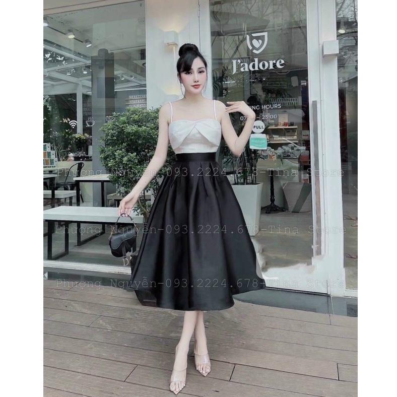 Váy đầm nữ dạ hội dáng xòe dự tiệc sang trọng hai dây cúp ngực xinh xắn