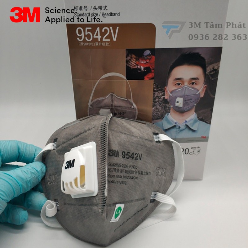 Khẩu trang 3M 9542V chuẩn chính hãng chống tia UV, đạt chuẩn PM2.5, N95 lọc bụi siêu mịn | BigBuy360 - bigbuy360.vn