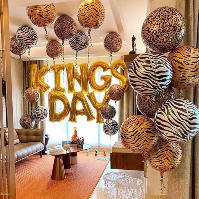 Bóng tròn 4D hoạ tiết chủ đề safari thú rừng size 22&quot; 40cm