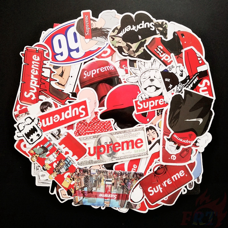 100 nhãn dán họa tiết Supreme dùng trang trí laptop vali ván trượt