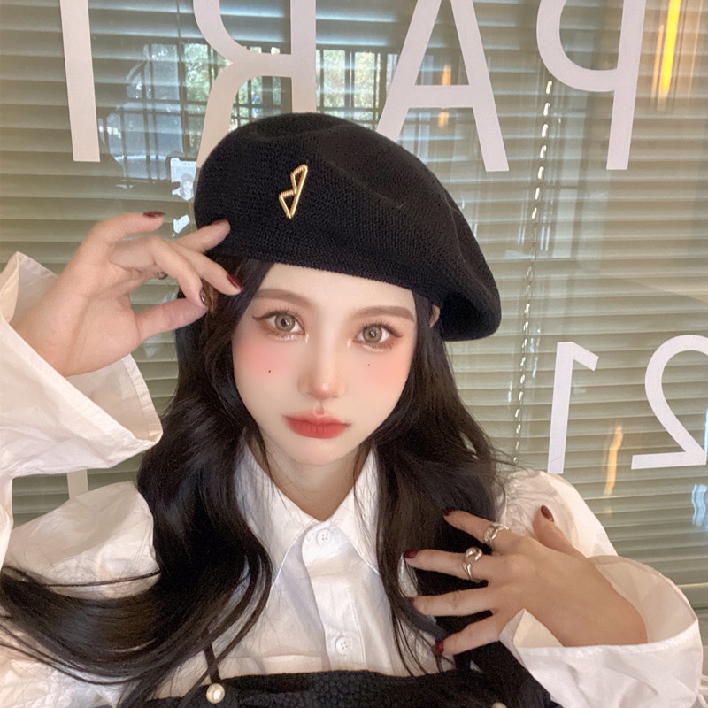 Mũ Beret Dệt Kim Thoáng Khí Thời Trang Xuân Thu Cho Nữ