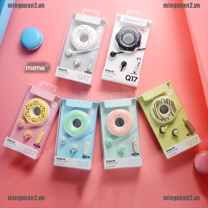 Tai Nghe Nhét Tai Hình Bánh Donut Dễ Thương Kích Thước 3.5mm