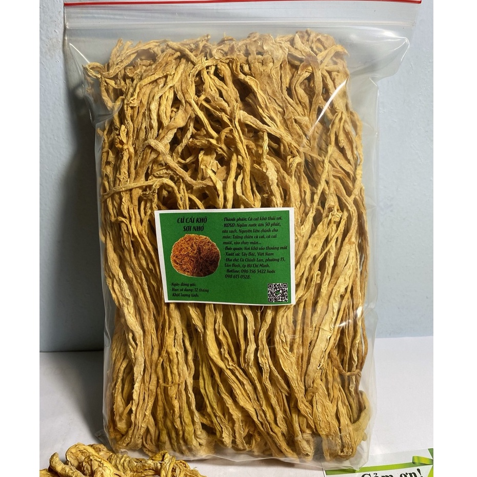 Củ cải sấy khô thái sợi nhỏ loại 1, non, giòn và ngon
