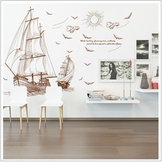 (HCM) Decal dán tường 3D tranh bút chì Ra khơi 2 - decalhcm