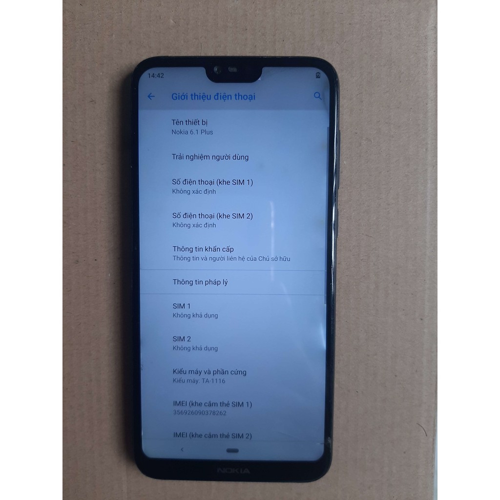 Điện thoại Nokia 6.1 plus (TA-1116) chính hãng, Ram 4G/64G