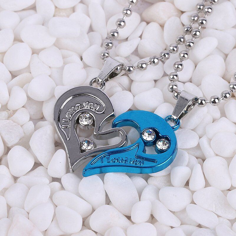 Set 2 Vòng cổ HìNh TráI Tim KhắC Chữ ThờI Trang Cho CặP Đôi