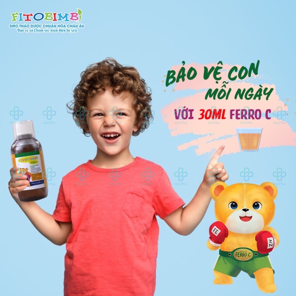 Fitobimbi Ferro C - Bổ Sung Sắt, Kẽm, Vitamin C, Vitamin, Tăng Sức Đề Kháng Cho Bé (Chai 200ml) [Chính Hãng]