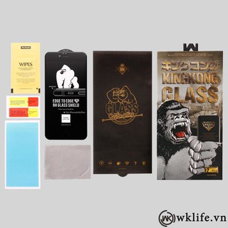 Kính cường lực Kingkong iP hộp sắt WK Khỉ không hộp trần dán full cho IP 6 Plus 7 8 X XS Max 11 12 Pro