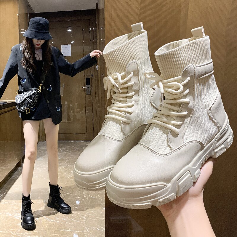 Martin Boots Women new autumn / winter 2020 breathable UK Thick high bottomed British wind shoes Women's high heels