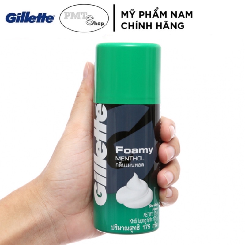 Kem Bọt cạo râu Gillette hương Bạc Hà 175g - Foamy Menthol Lime 175ml