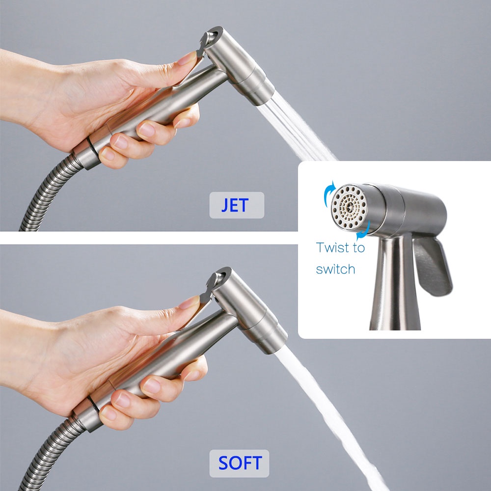 Vòi xịt nước toilet cầm tay hai chức năng bằng thép không gỉ chất lượng cao cho nhà tắm / phòng vệ sinh