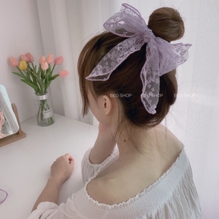 Dây cột tóc và kẹp tóc nơ ren hàn quốc nữ