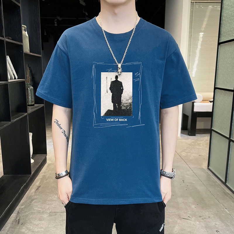 Áo Thun Cotton Cổ Tròn Tay Ngắn Dáng Rộng Thời Trang Mùa Hè Cho Nam Giới