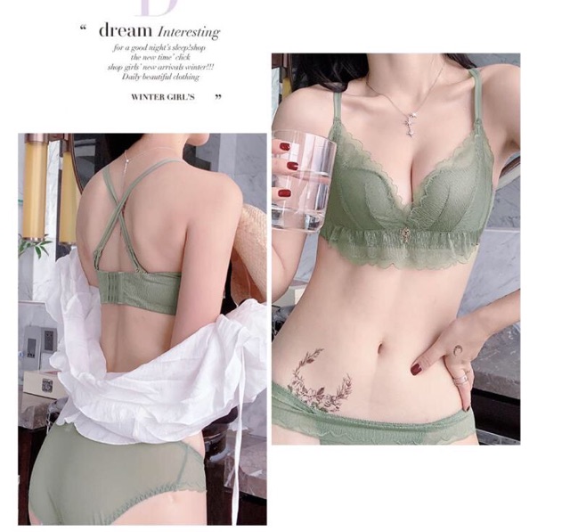 Bộ Đồ lót nâng ngực, Không gọng phối ren mây siêu quyến rũ 359